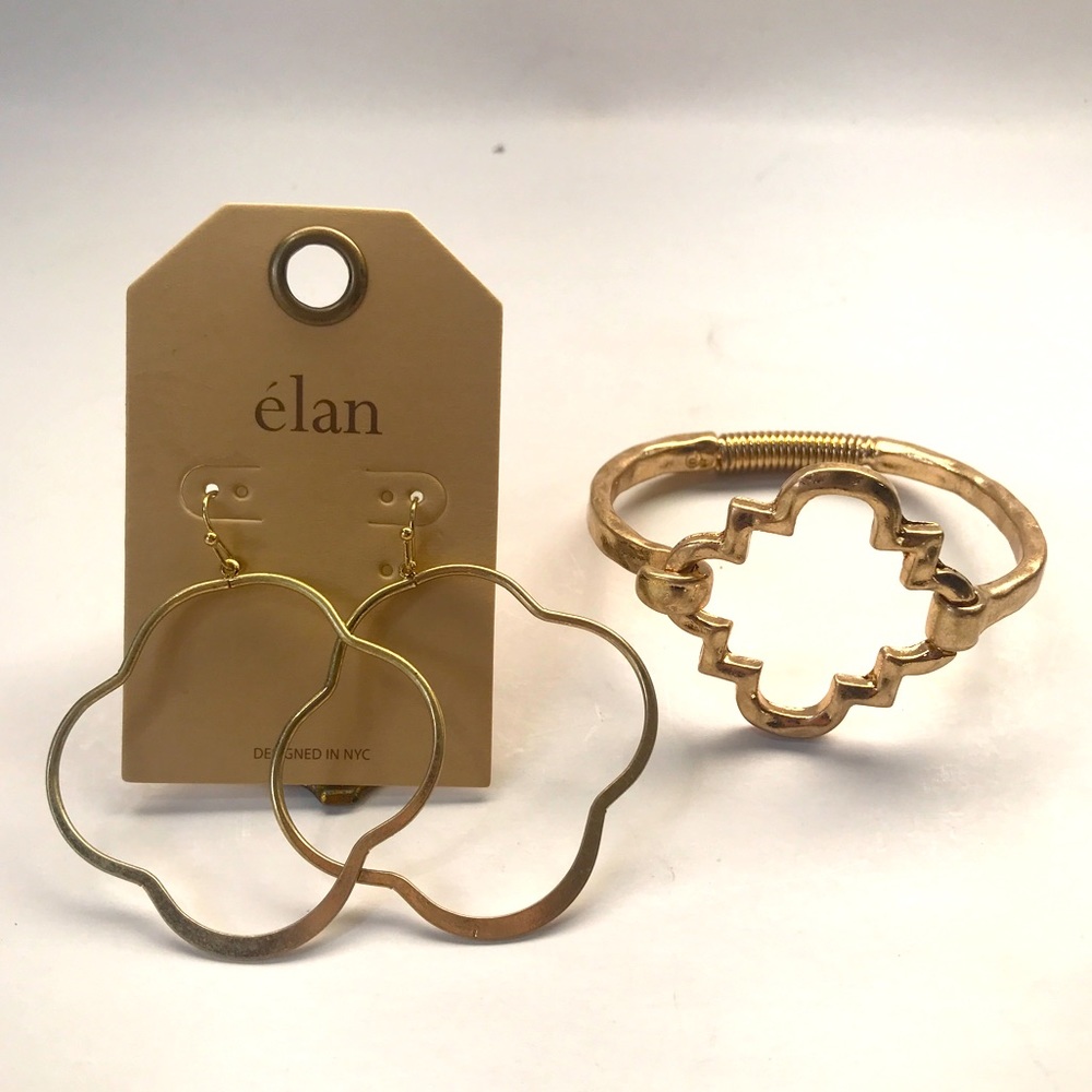 NEW Bracelet and Earring Set by e’lan - Matte Gold - Picture 2 of 8